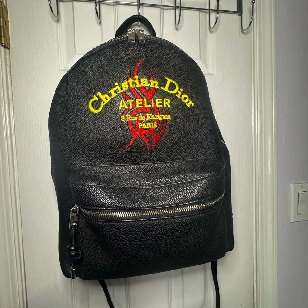 Christian Dior ATELIER Black Leather Backpack